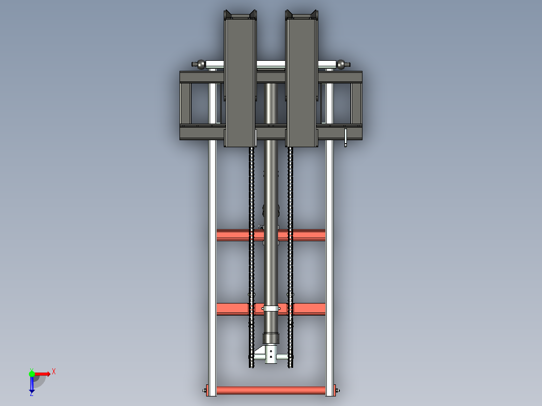 白俄罗斯320拖拉机液压悬挂系统模型俯视图