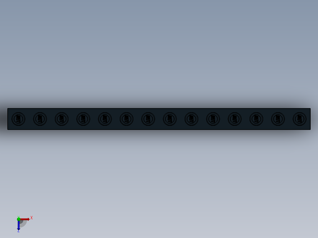 乐高机械组积木（横梁）-4107558 - 32018 Black Technic Brick 1 x 14 with Holes俯视图