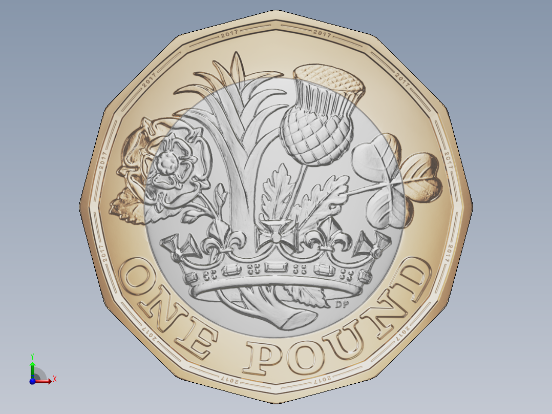 英镑的硬币前视图