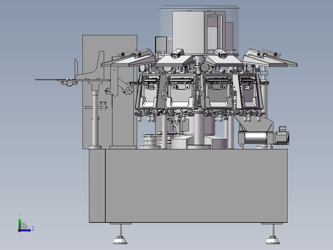 双转盘真空给袋包装机sw18可编辑左视图