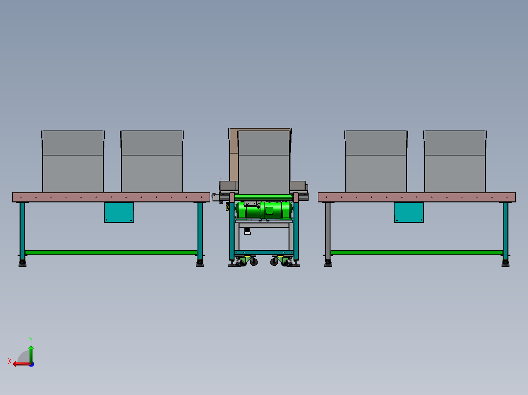 纸箱伺服360度旋转气动夹紧分流滚筒输送系统后视图