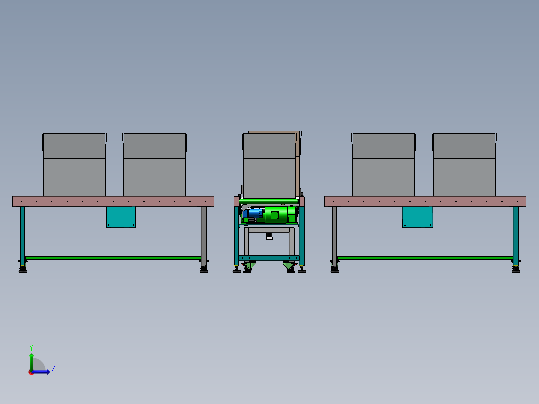 纸箱伺服360度旋转气动夹紧分流滚筒输送系统左视图