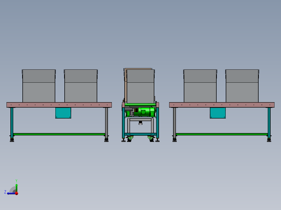 纸箱伺服360度旋转气动夹紧分流滚筒输送系统右视图