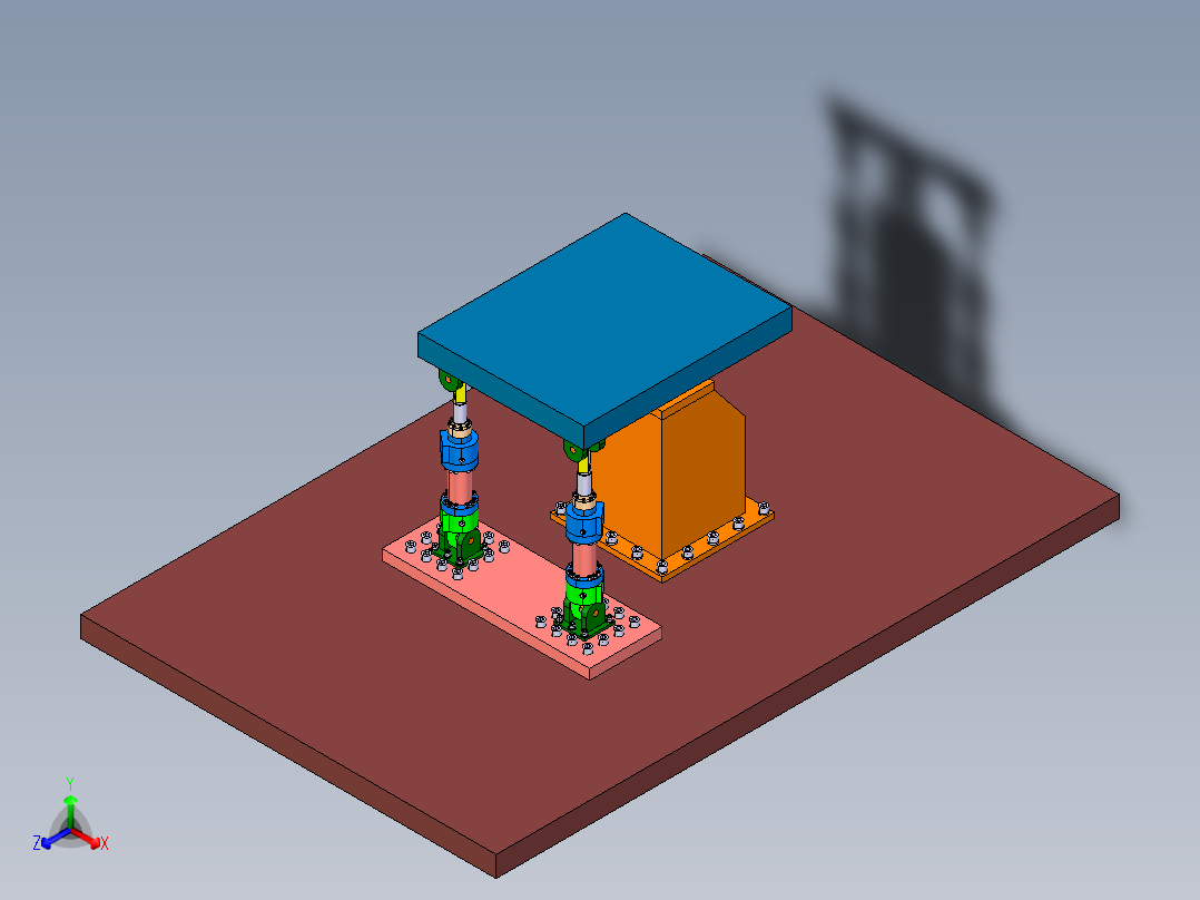 两轴电液振动台正等轴测图