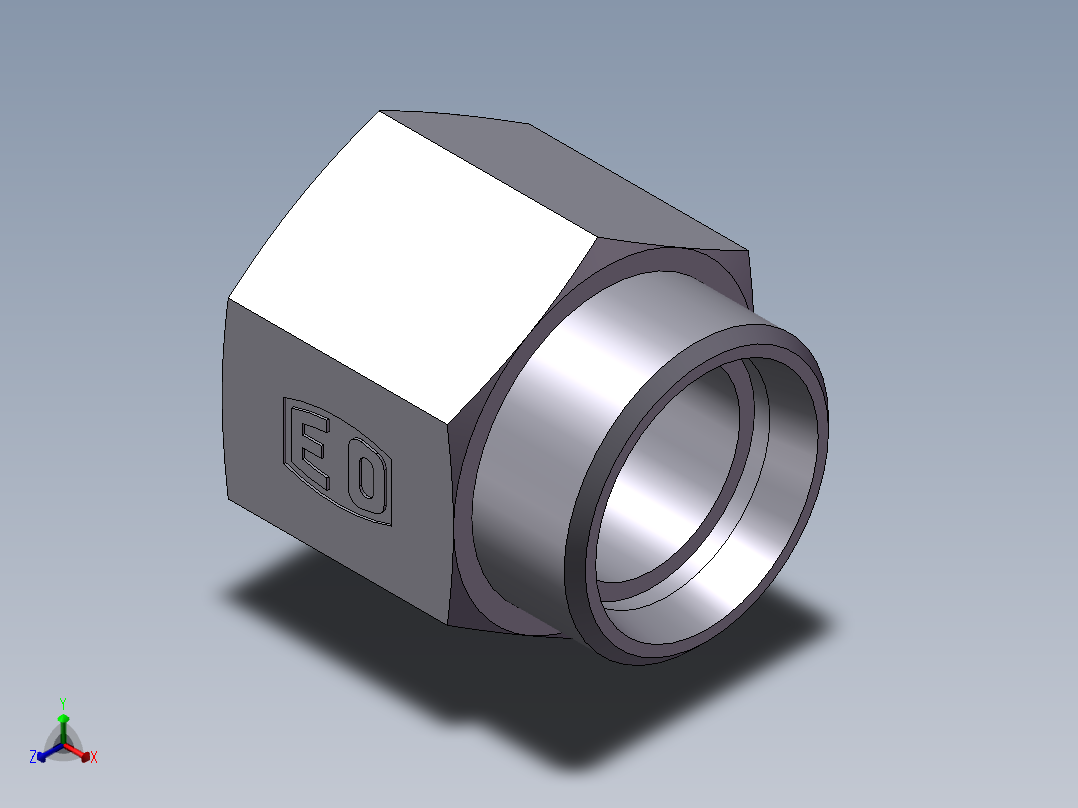 直通内螺纹接头、5CB-36-16正等轴测图