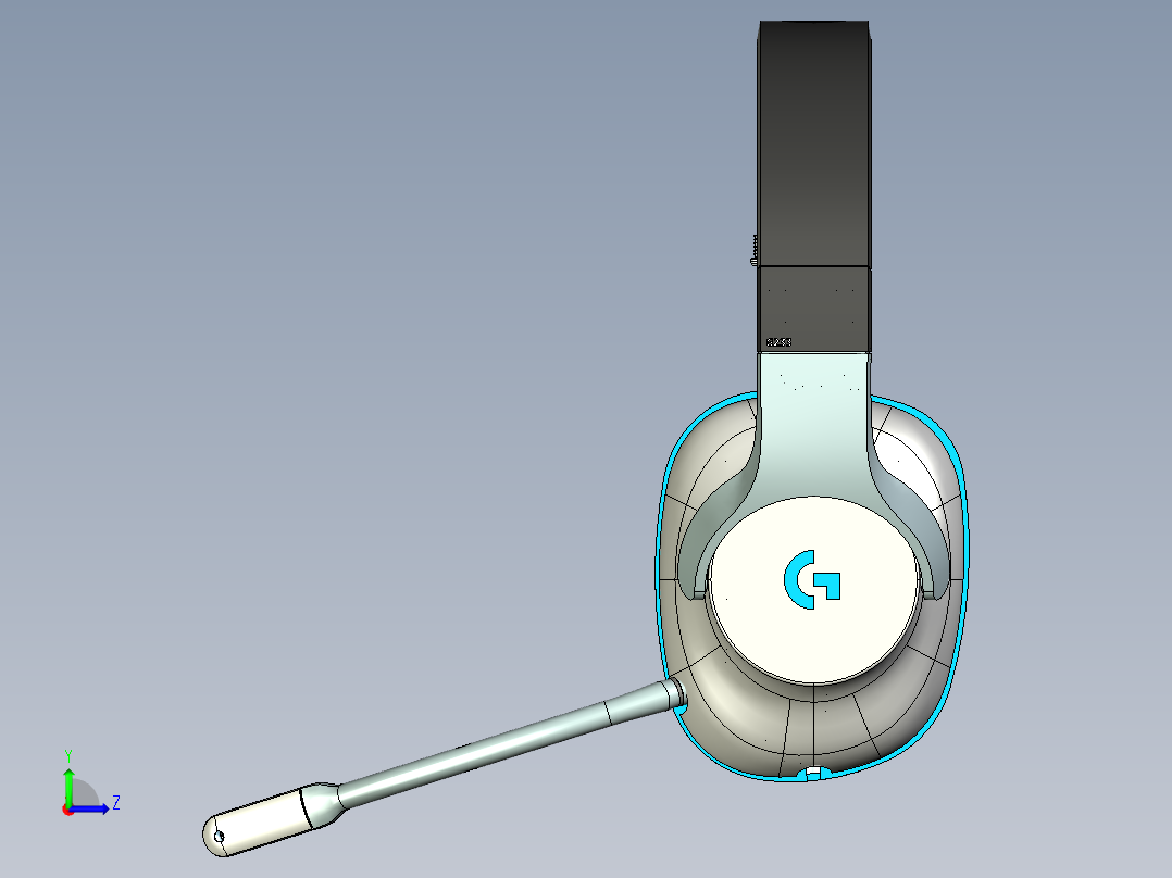 罗技头戴耳机左视图