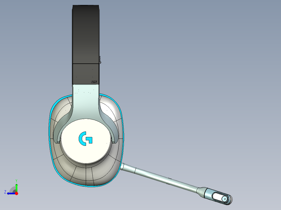 罗技头戴耳机右视图