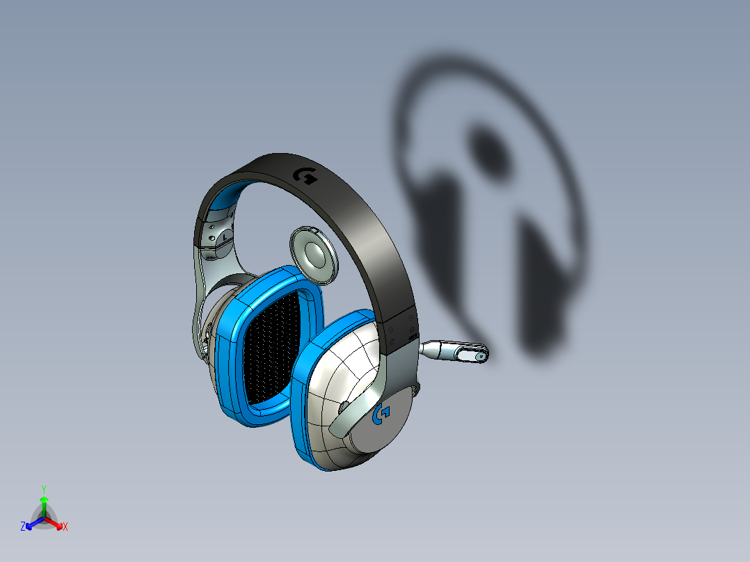 罗技头戴耳机正等轴测图