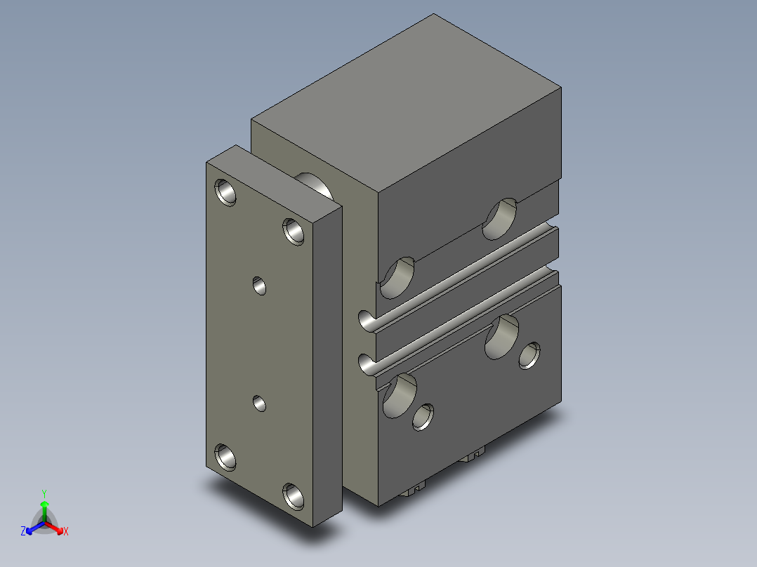 气缸 SMC MGPM16-10Z-M9BL正等轴测图