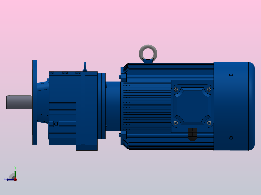 RF107法兰轴伸式安装斜齿轮减速机RF107-Y37-4P-225S-M1-0°-Φ450右视图