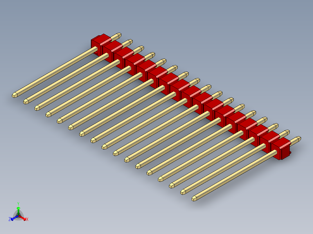 彩色公头100mil（2.54mm）系列-DS1021_red_1x17p_100mil_Type19_rev1.0主视图