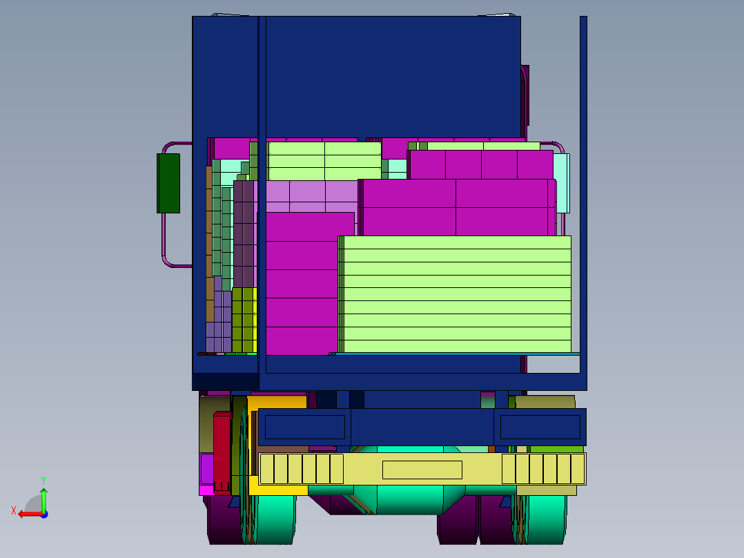 建筑工地MB起重卡车后视图