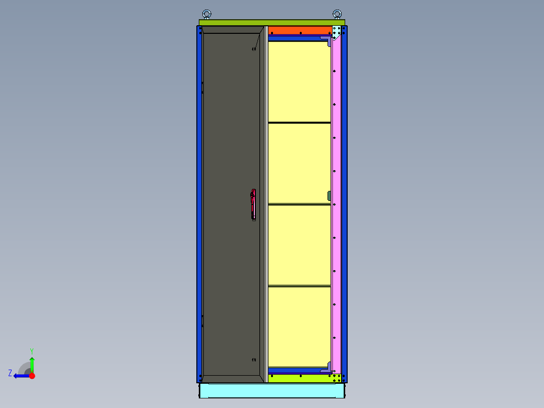独立单门式PLC控制电气柜右视图