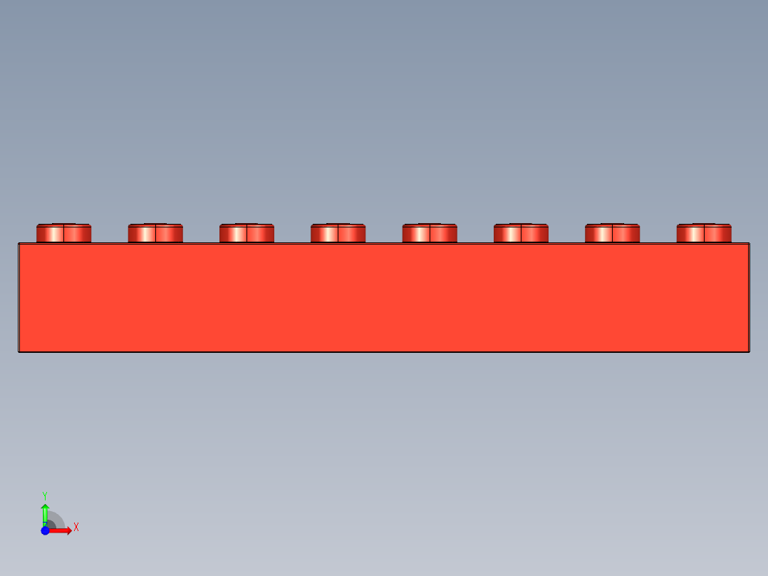 乐高套装 4421基本积木-300821 Bright Red Brick 1 x 8.STEP前视图