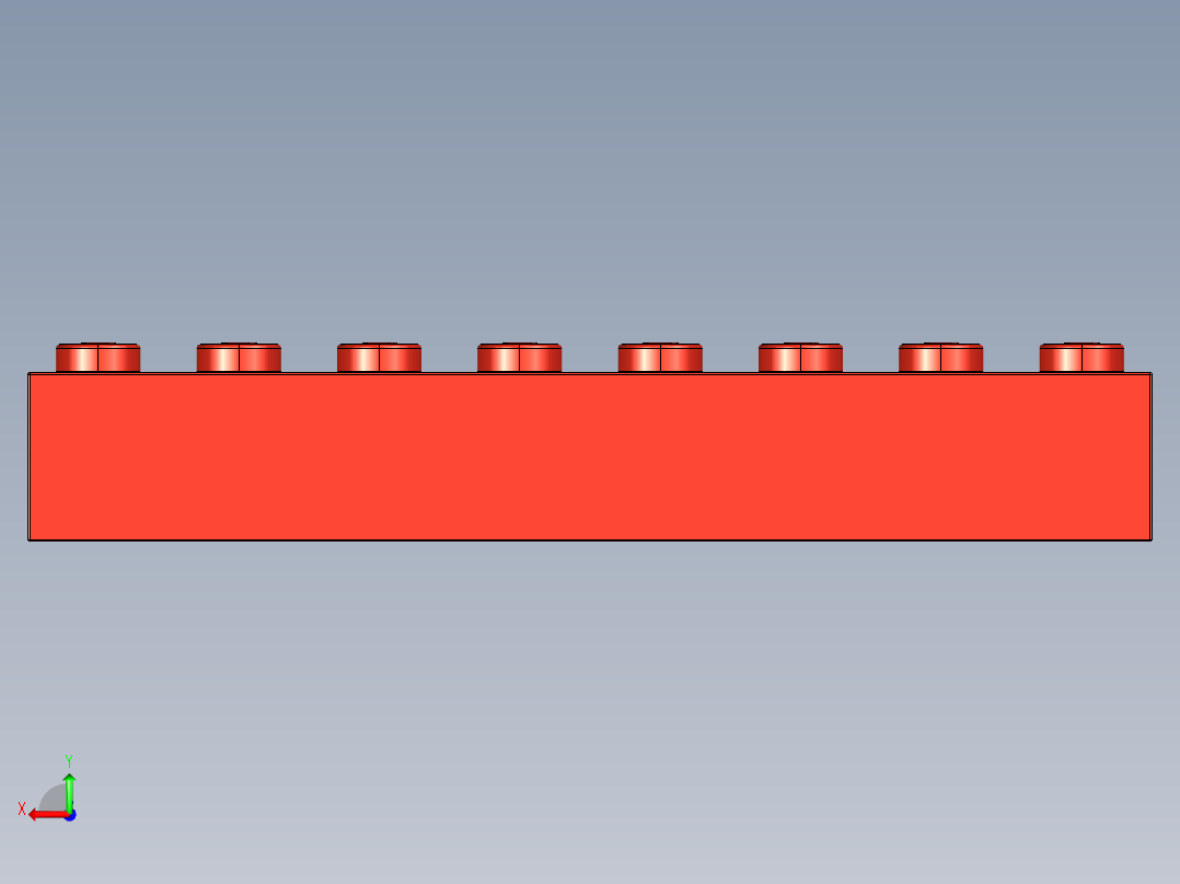 乐高套装 4421基本积木-300821 Bright Red Brick 1 x 8.STEP后视图