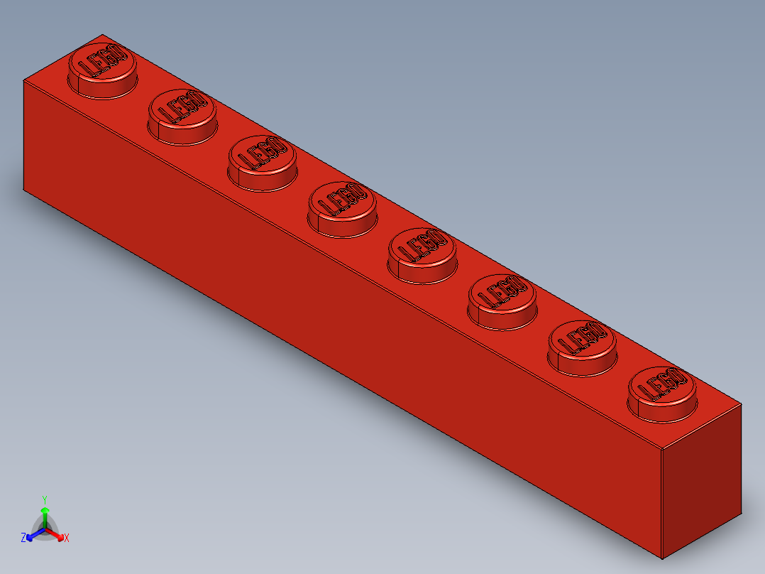 乐高套装 4421基本积木-300821 Bright Red Brick 1 x 8.STEP正等轴测图
