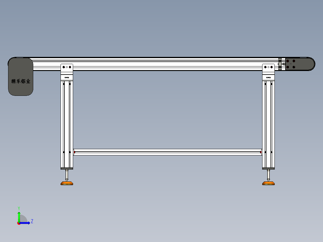 LE-XC4080-左边驱动带支座重载皮带线-负载200kg左视图