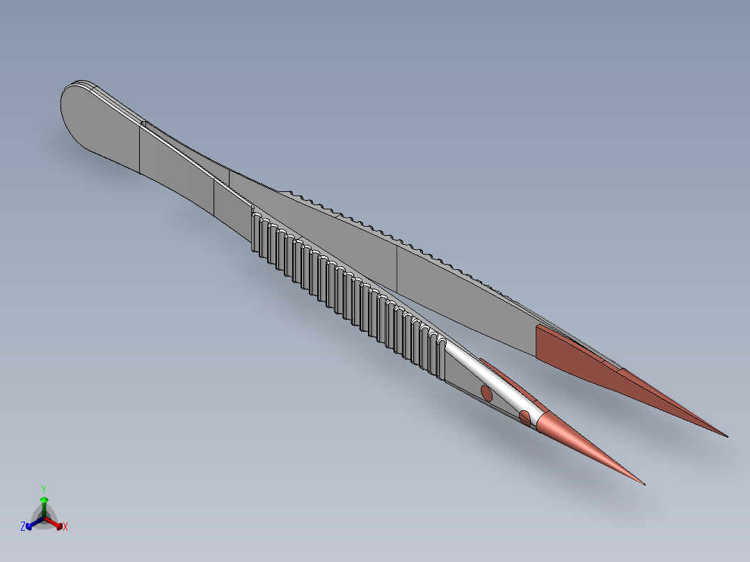 医用镊子正等轴测图