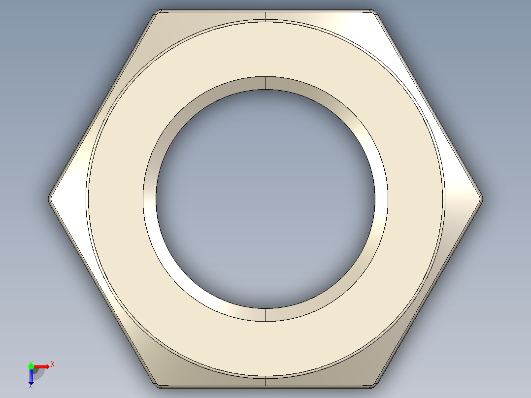 紧固件-IGES Raw Steel Nut 0.5000俯视图
