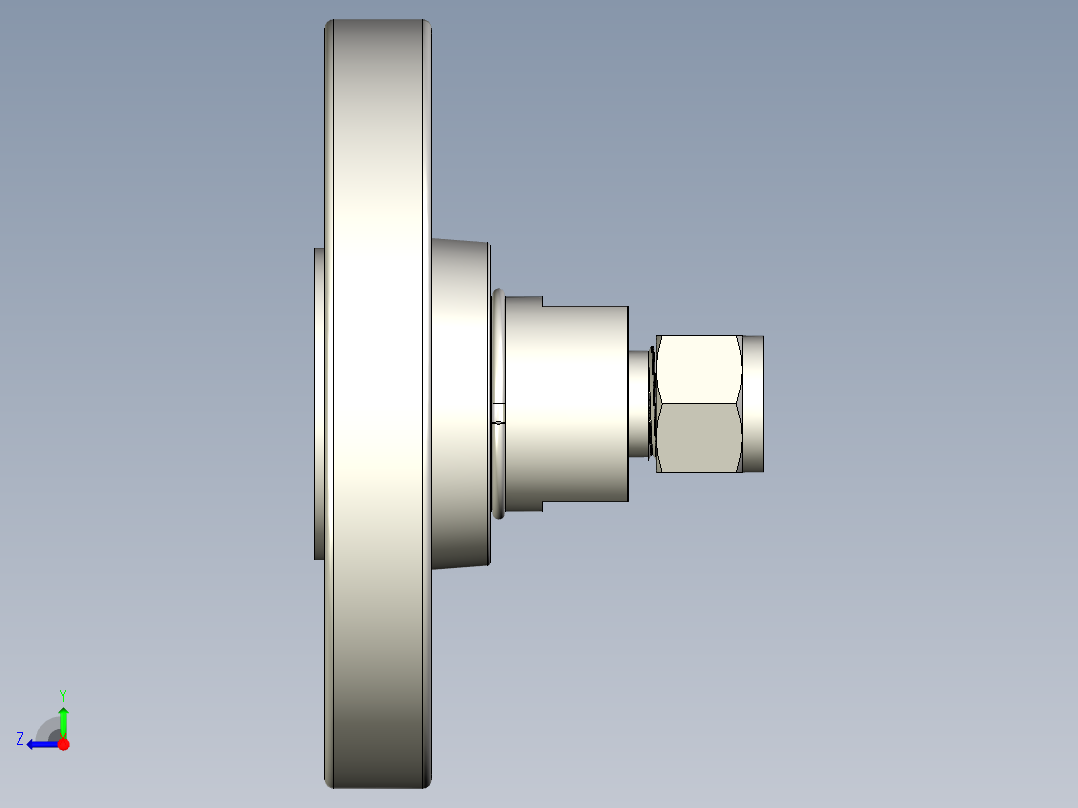 不锈钢ANSI法兰适配器，1-2英寸(1)右视图