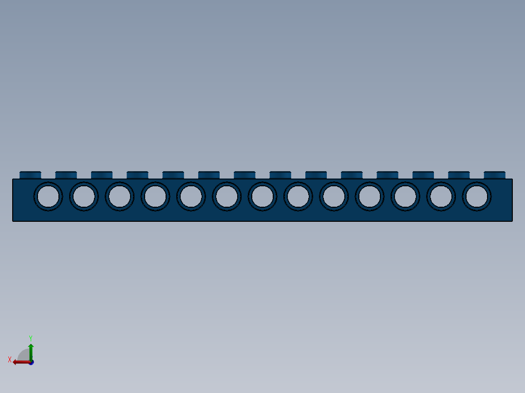 乐高机械组积木（横梁）-32018 Bright Blue Technic Brick 1 x 14 with Holes后视图