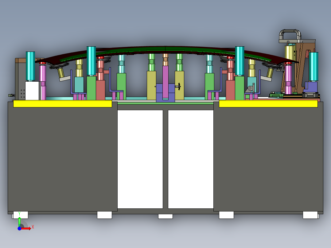 东风汽车挡风玻璃密封工装夹具设计前视图
