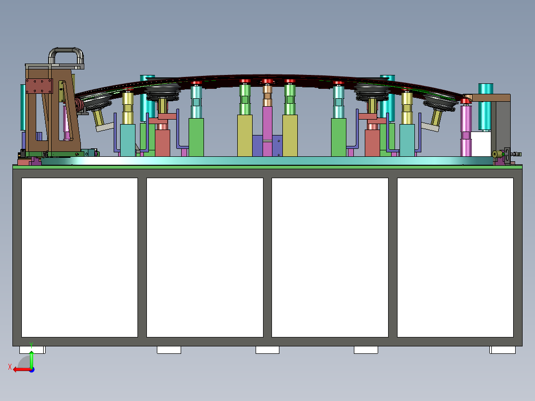 东风汽车挡风玻璃密封工装夹具设计后视图
