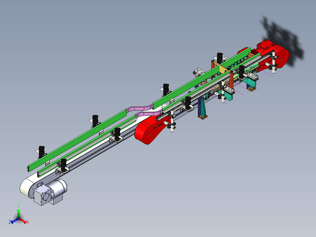 瓶子供料输送线体正等轴测图