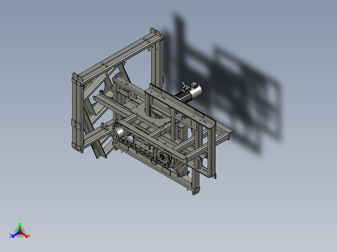 输送机上的履带式传动机构三维建模图纸 stp格式主视图