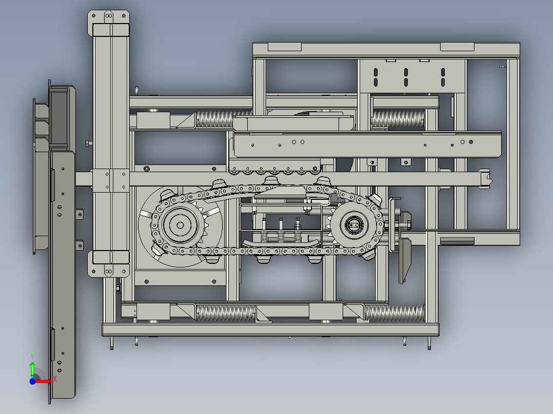 输送机上的履带式传动机构三维建模图纸 stp格式前视图