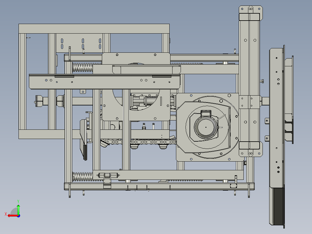 输送机上的履带式传动机构三维建模图纸 stp格式后视图