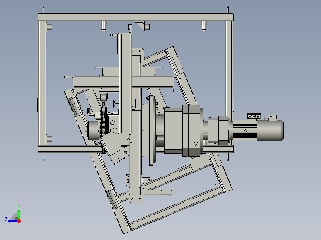 输送机上的履带式传动机构三维建模图纸 stp格式右视图