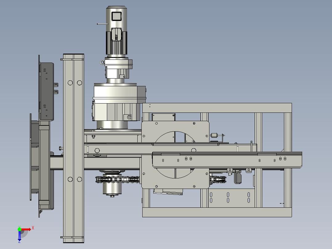 输送机上的履带式传动机构三维建模图纸 stp格式俯视图