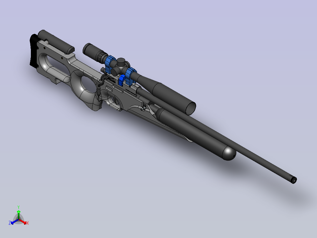 1149-本杰明·Marauder.357 口径气枪正等轴测图