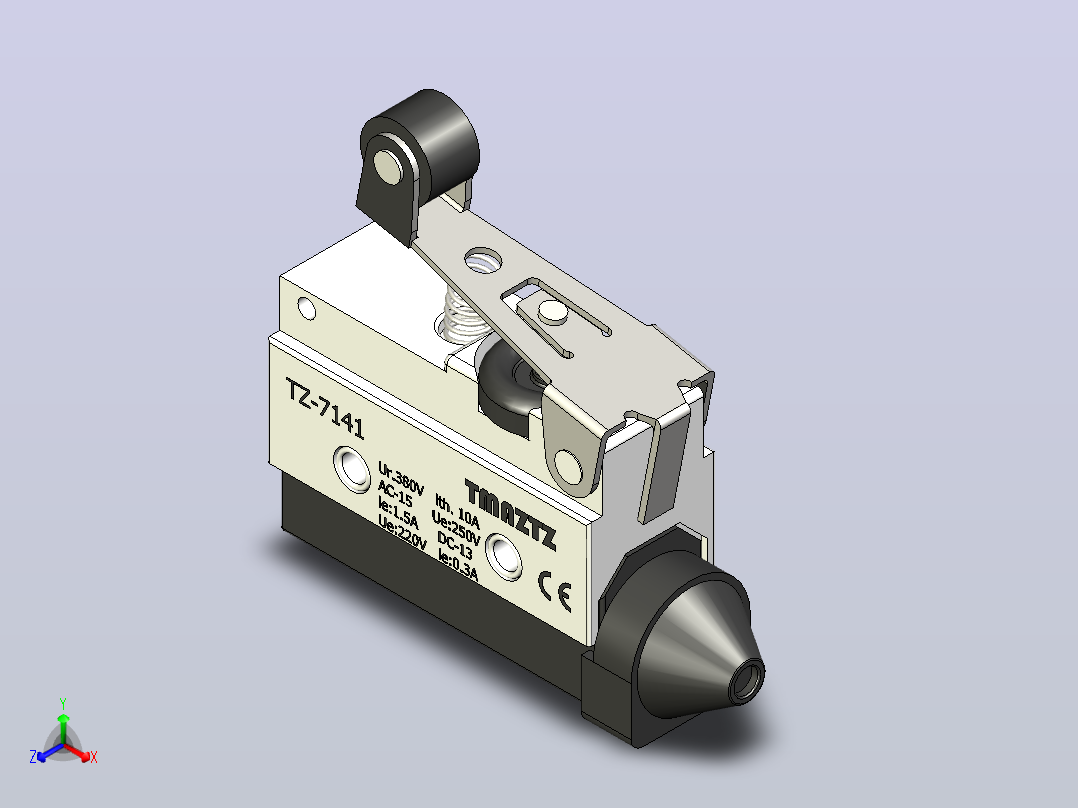 TZ-7141(机械限位开关)微动开关正等轴测图