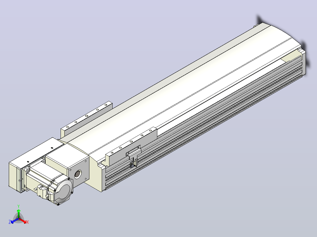 皮带直线轴半封闭可选导轨TPA-HNB-202D-140-L500-ML-C-P75-N3正等轴测图