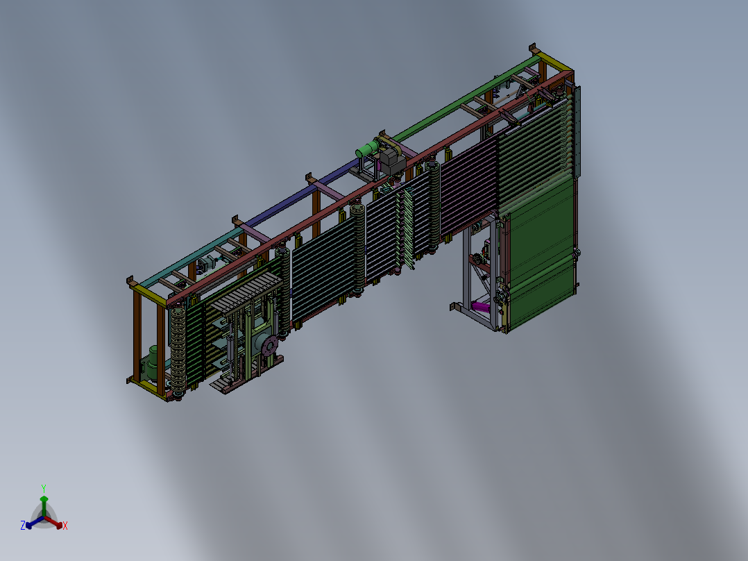 自动码坯翻坯机及自动编组系统sw14可编辑正等轴测图
