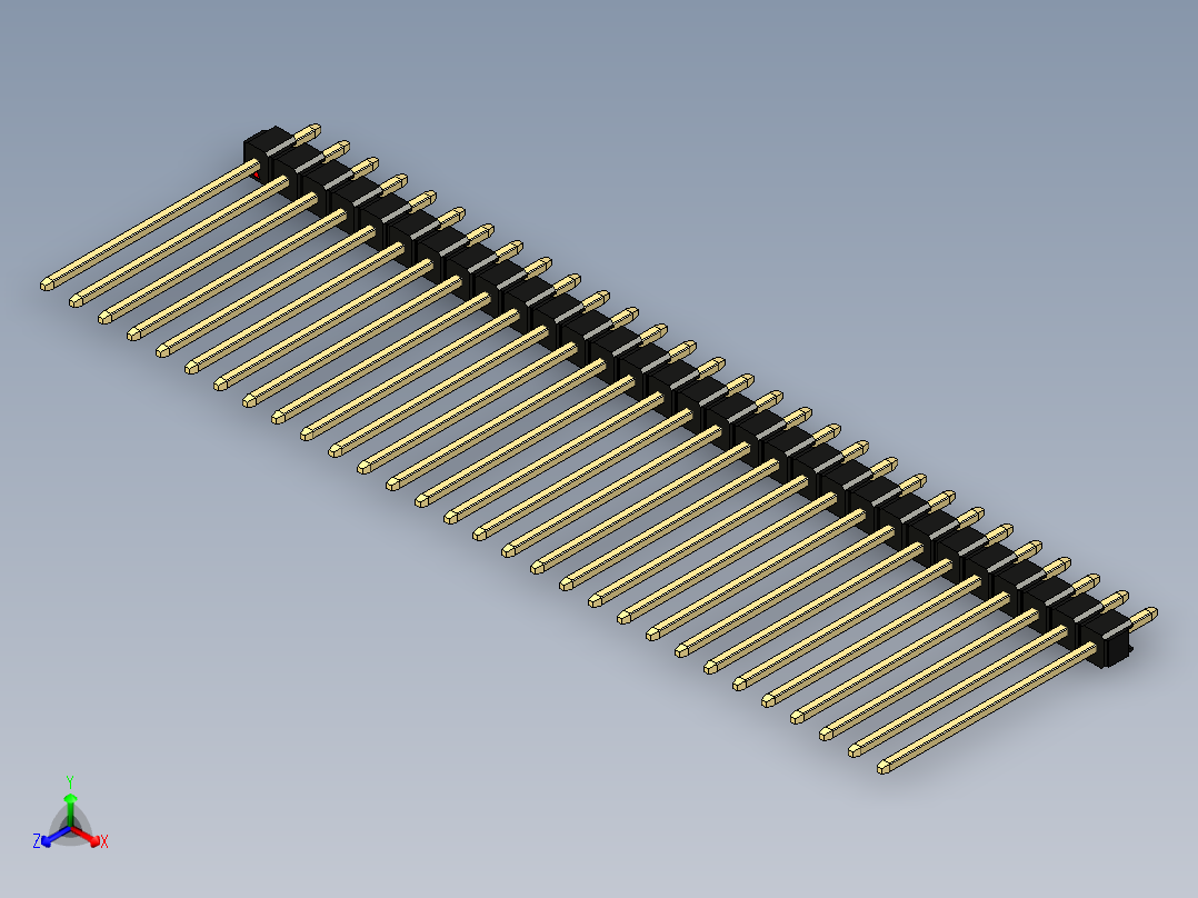 彩色公头100mil（2.54mm）系列-DS1021_black_1x30p_100mil_Type19_rev1.0正等轴测图