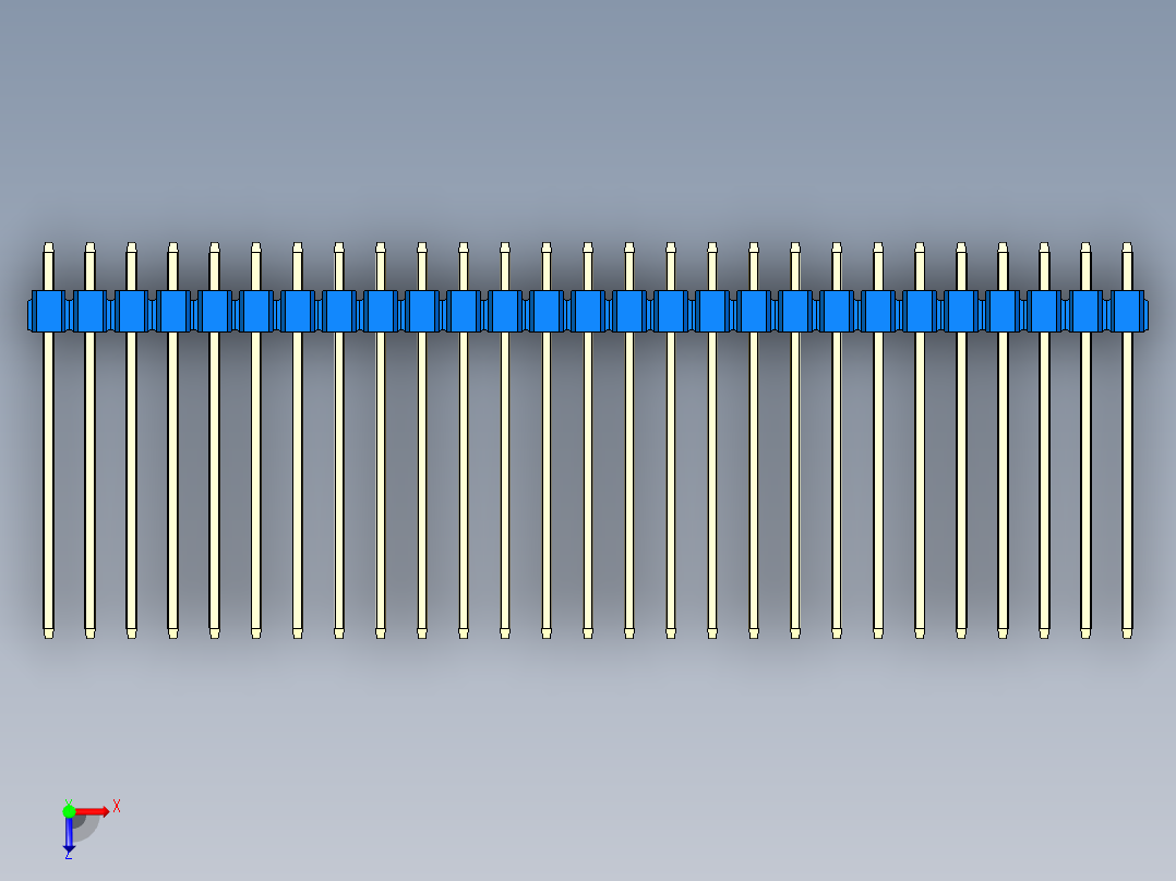 彩色公头100mil（2.54mm）系列-DS1021_blue_1x27p_100mil_Type19_rev1.0俯视图