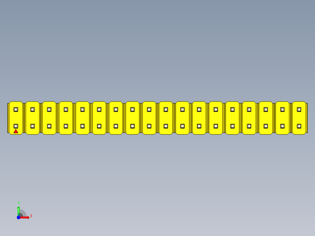 彩色公头100mil（2.54mm）系列-DS1021_yellow_2x18p_100mil_Type5_rev1.0前视图