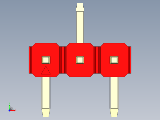 彩色公排针 100mil 2.54mm 系列-DS1022_red_03p_100mil_Type_SMT_R2_rev1.0前视缩略图