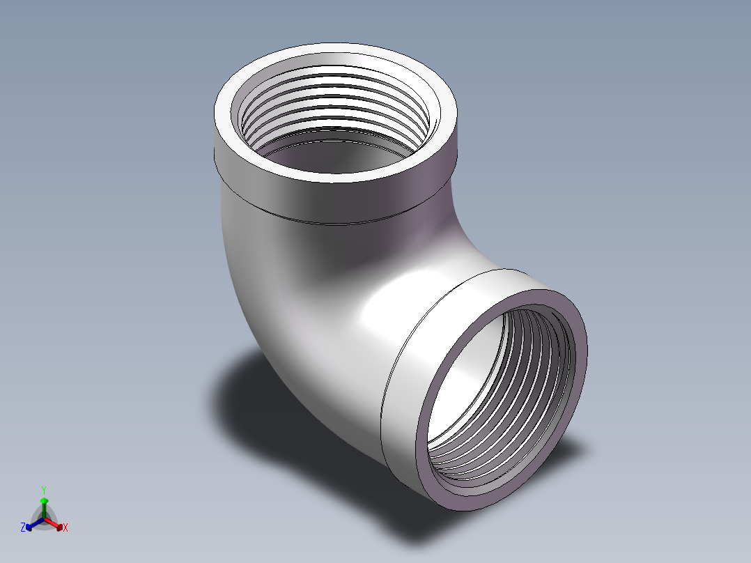 弯头-90°等径 DN25正等轴测图