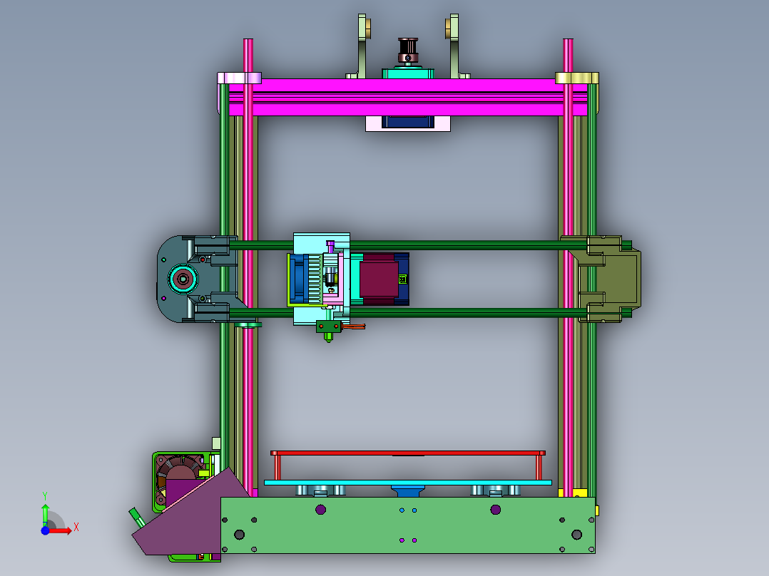 滚珠导轨单喷头三维打印机前视图