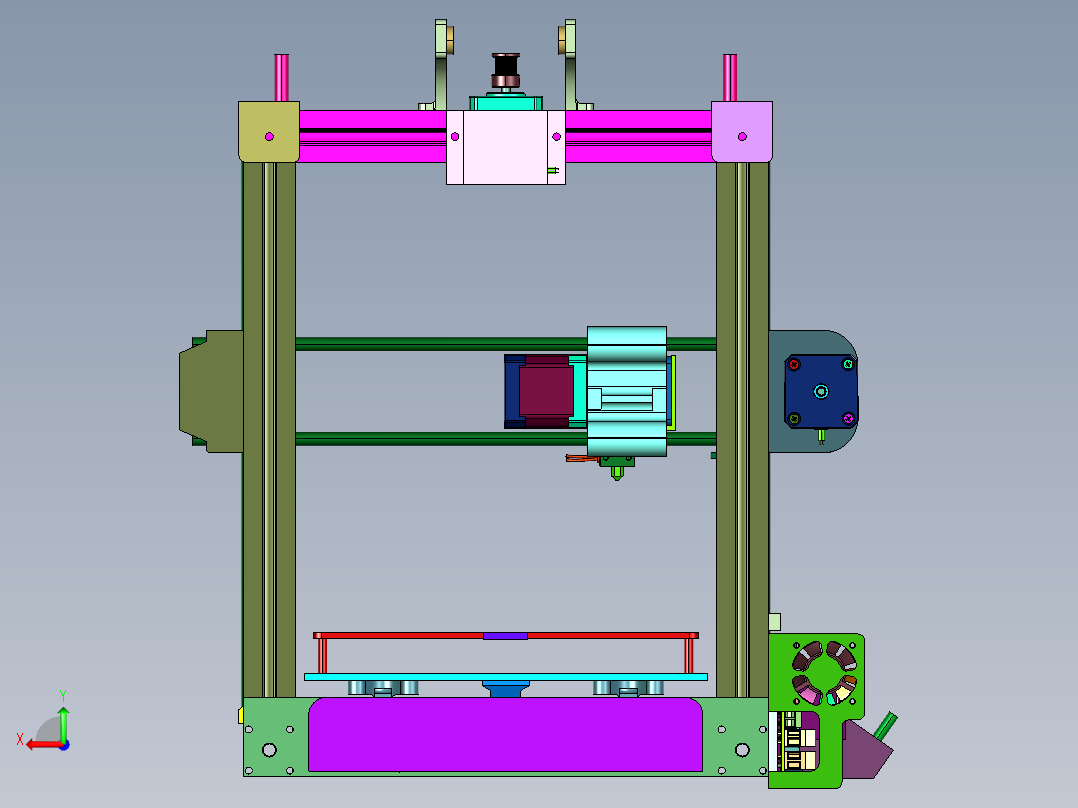 滚珠导轨单喷头三维打印机后视图