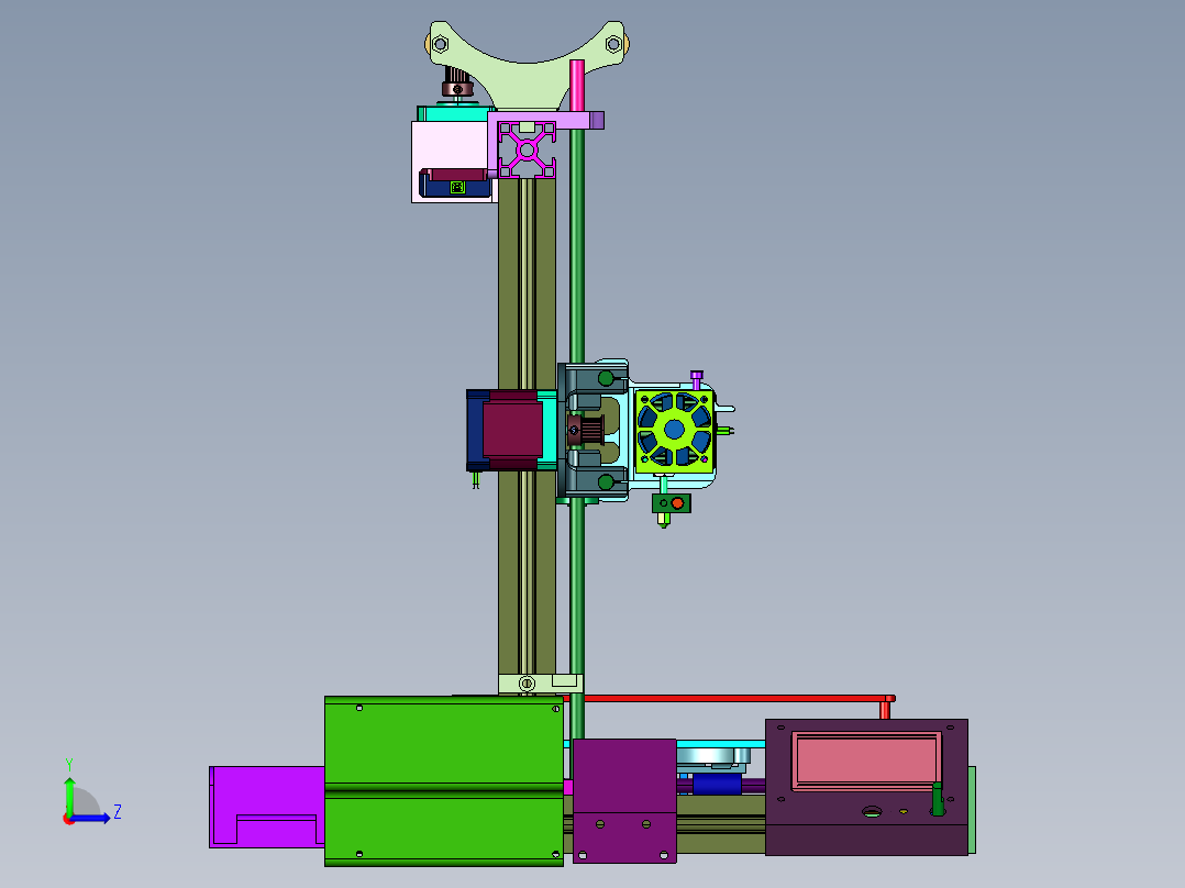 滚珠导轨单喷头三维打印机左视图