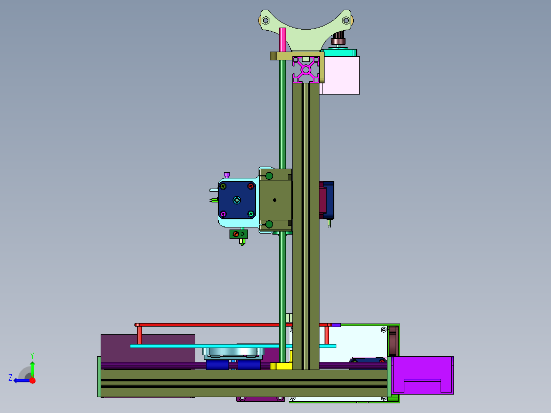 滚珠导轨单喷头三维打印机右视图
