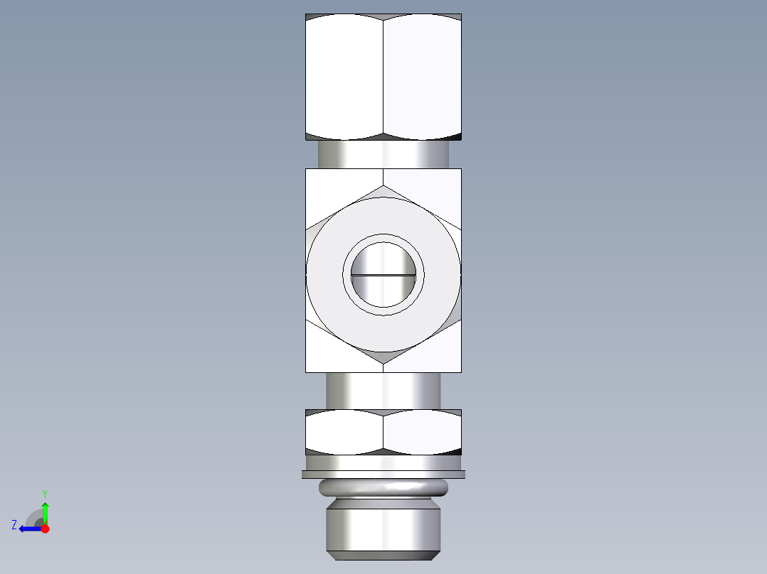 卡套式工业通用硬管接头EO_Adjustable_locknut_run_tee_LEE10LMORCF右视图