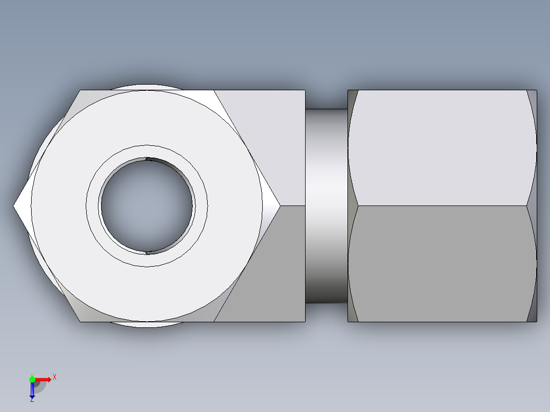 卡套式工业通用硬管接头EO_Adjustable_locknut_run_tee_LEE10LMORCF俯视图