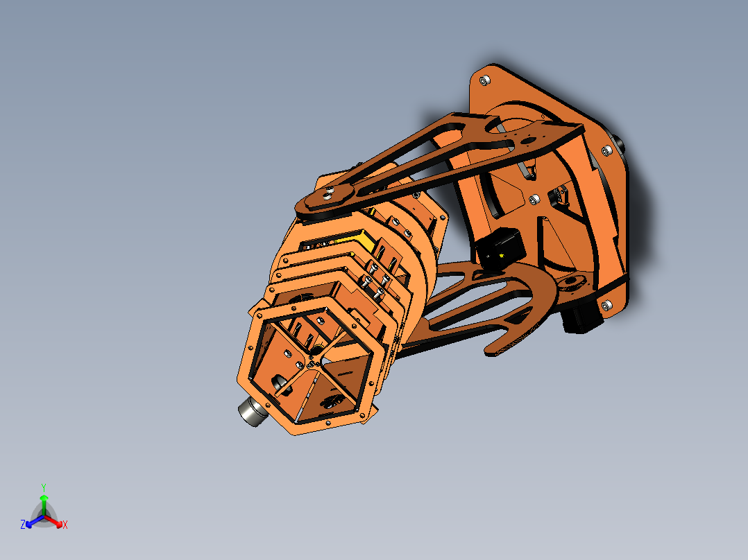 自制拼接的可旋转跟踪天文望远镜正等轴测图