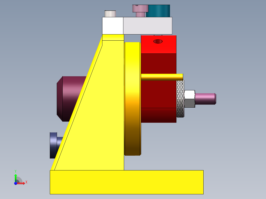 KCSJ-07扇形板回转分度钻床夹具三维SW模型前视图